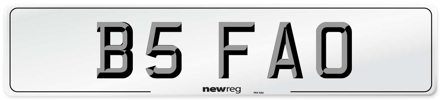 B5 FAO Number Plate from New Reg